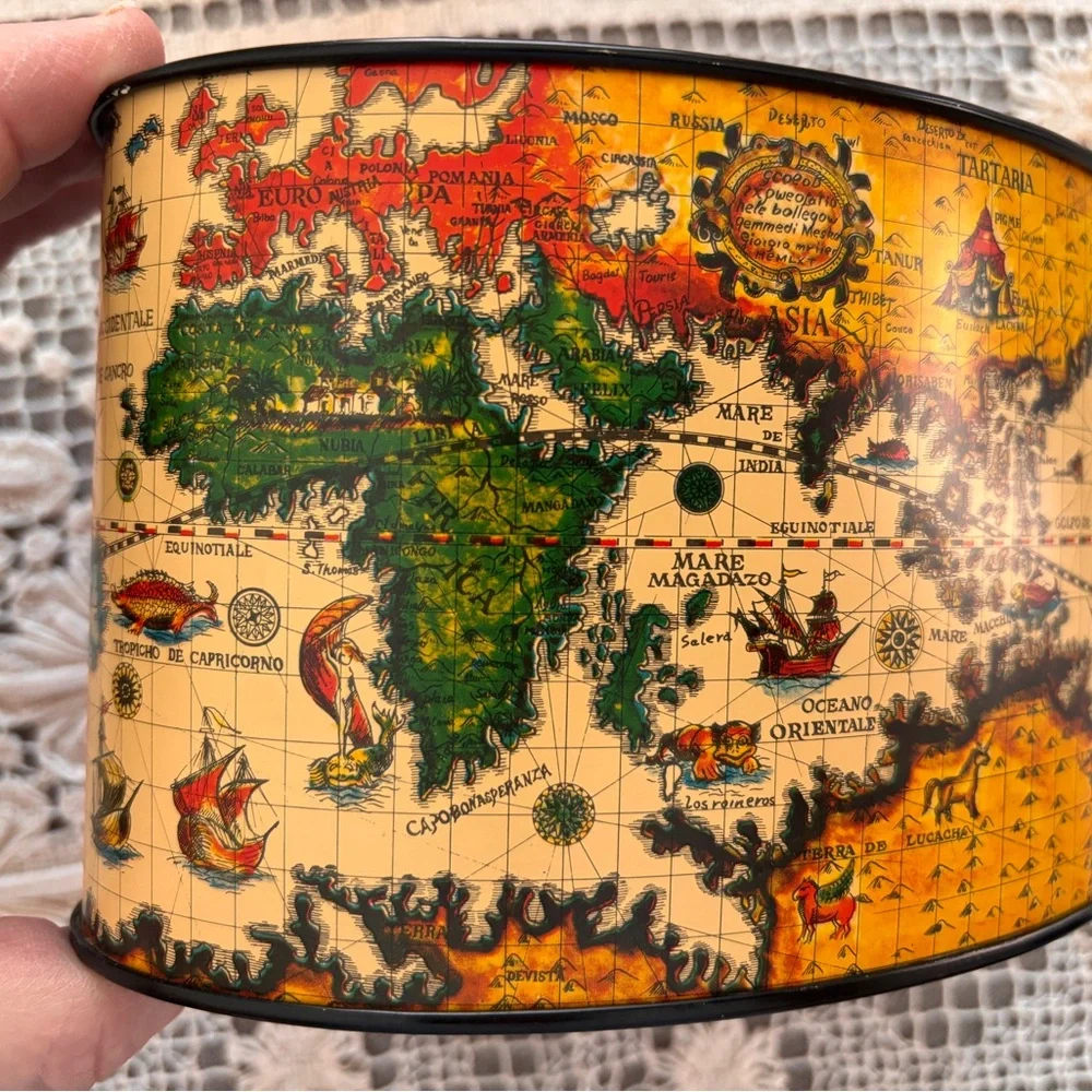 Old World Map Desk Organizer Metal